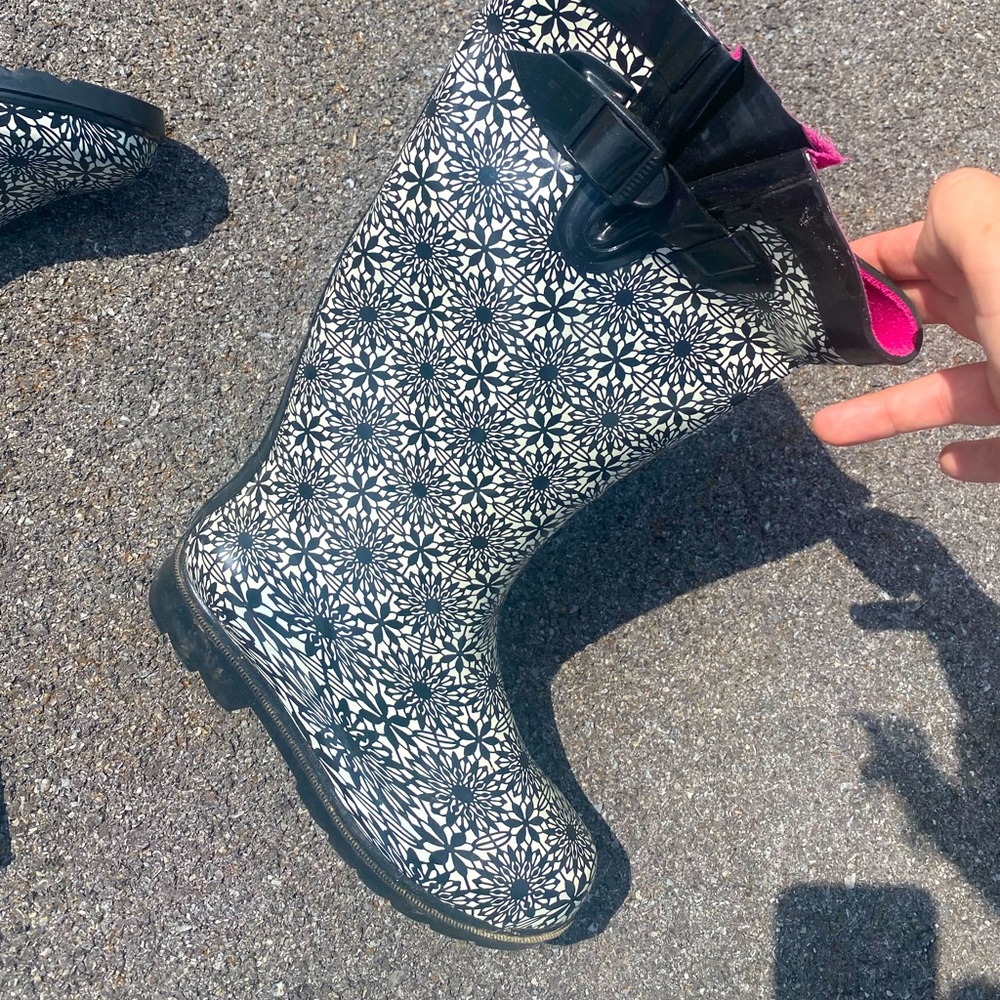 Flower Print Rain Boots